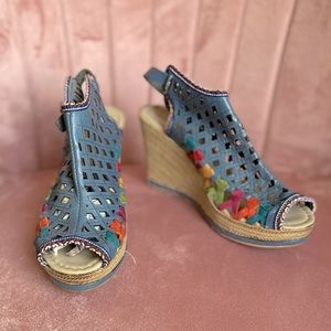 Handmade, Leather, Mexican Sandal Wedges, Huarache